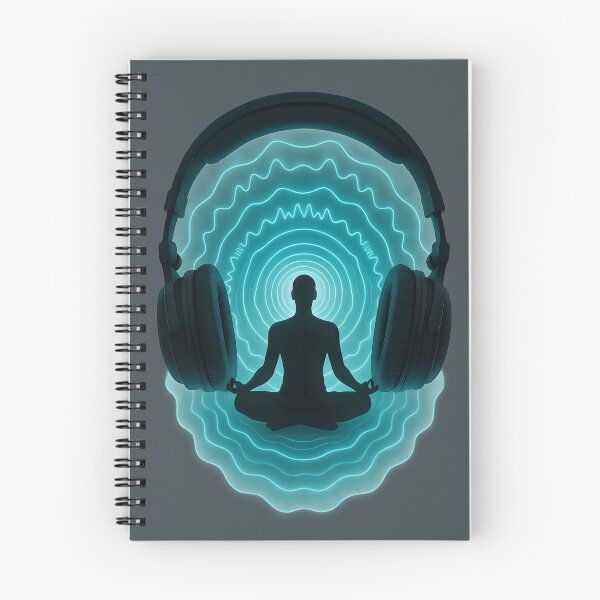Item preview, Sonic Meditation – Neon Soundwave Headphones with Zen Silhouette Art designed and sold by Shoot-The-Moon.