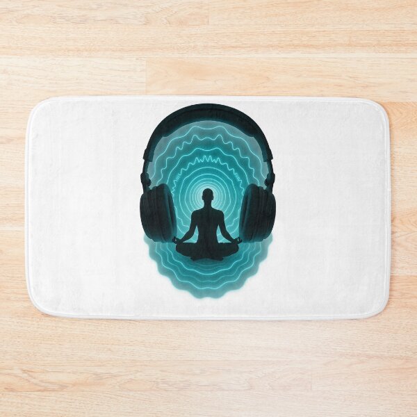 Item preview, Sonic Meditation – Neon Soundwave Headphones with Zen Silhouette Art designed and sold by Shoot-The-Moon.