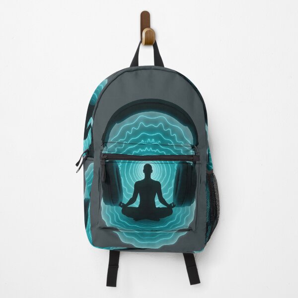 Item preview, Sonic Meditation – Neon Soundwave Headphones with Zen Silhouette Art designed and sold by Shoot-The-Moon.