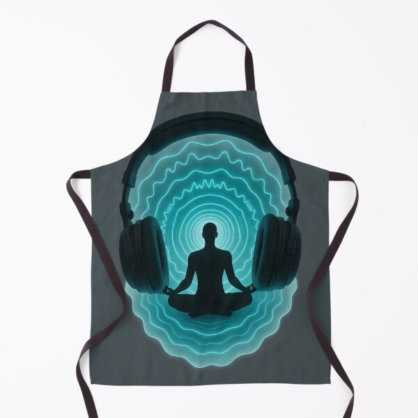 Item preview, Sonic Meditation – Neon Soundwave Headphones with Zen Silhouette Art designed and sold by Shoot-The-Moon.