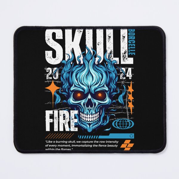 Item preview, Skull Fire – Blue Flame Skull Maximalist Streetwear Design | Borcelle 2024 Art designed and sold by Yabudoux.