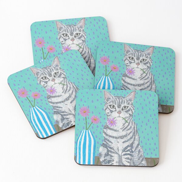 Item preview, Grey tabby cat with a vase. designed and sold by Studio58Anna.