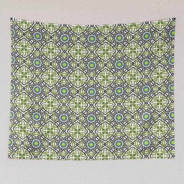 Item preview, Geometric Flowers in Stylized Green Garden designed and sold by Tarjiart.
