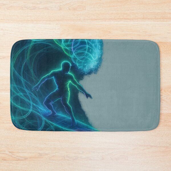 Item preview, Neon Wave Rider – Futuristic Surfer in Digital Ocean Energy Art designed and sold by Shoot-The-Moon.