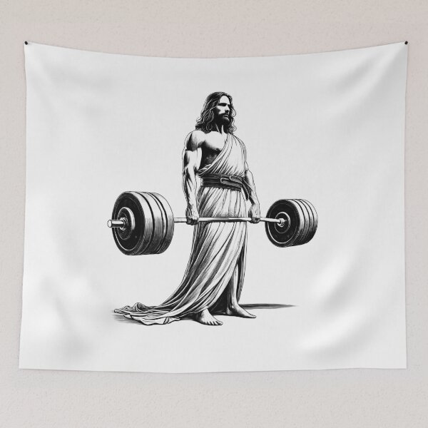 Item preview, Jesus Deadlift Weightlifting Fitness Workout Gym Christian Faith designed and sold by Kimberley King Art  King Art.