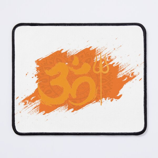 Item preview, Om Symbol with Trishul – Sacred Hindu Art in Orange Brush Stroke Style designed and sold by Sunny Rathor.