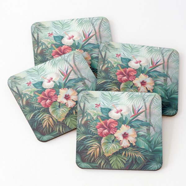 Item preview, Tropical Hibiscus Bloom with Dewdrops, Vibrant Floral Art designed and sold by MargaretWiktor.