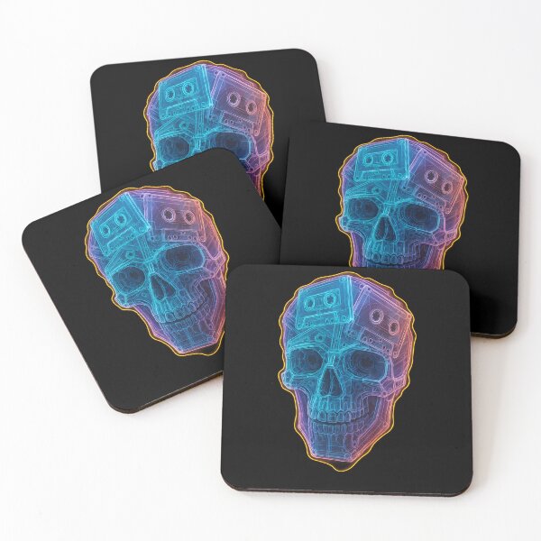 Item preview, Cassette Skull – Retro Vaporwave Skeleton Head with Neon Tape Aesthetic designed and sold by Shoot-The-Moon.
