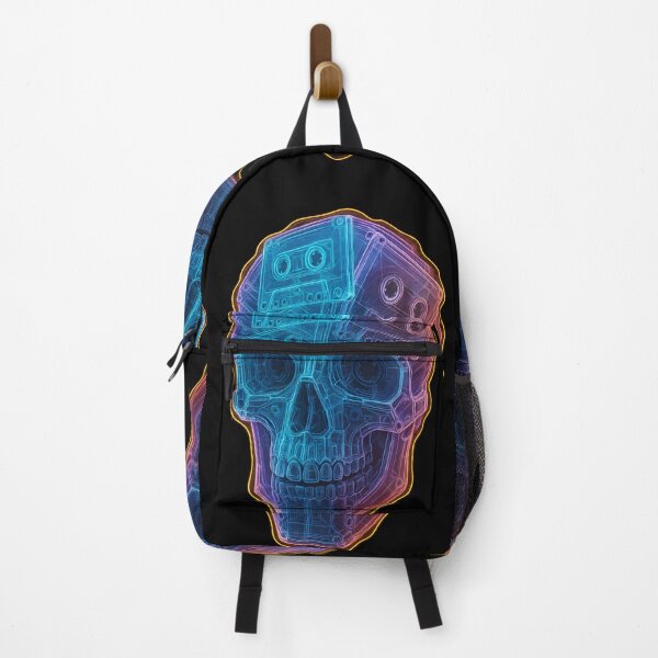Item preview, Cassette Skull – Retro Vaporwave Skeleton Head with Neon Tape Aesthetic designed and sold by Shoot-The-Moon.