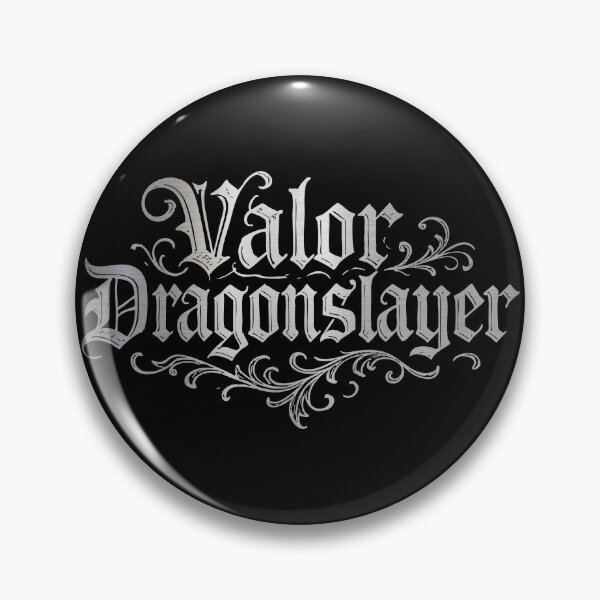 Artikelvorschau, Valor Dragonslayer Ornamental Text Design #silber entworfen und verkauft von SteadyRolling.