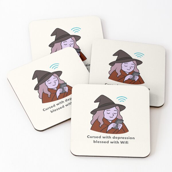 Item preview, Cursed with Depression, Blessed with Wifi - Cozy Witch Design designed and sold by Copenest.
