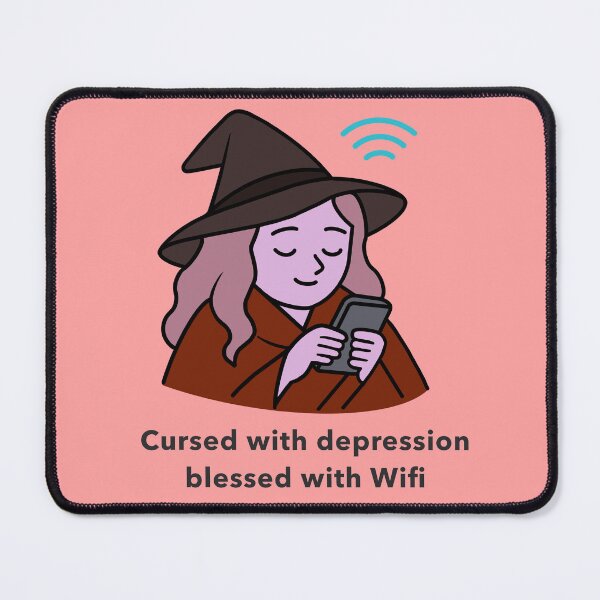Item preview, Cursed with Depression, Blessed with Wifi - Cozy Witch Design designed and sold by Copenest.