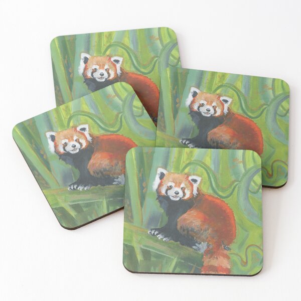 Item preview, Mischief- Red Panda Abstracted Bamboo Background designed and sold by The Art Entropist.