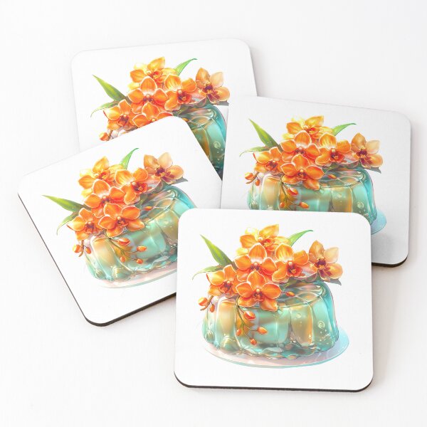 Item preview, Floral Jelly Dessert with Orange Orchids in Glossy Style designed and sold by Anastasiia Yurevych.
