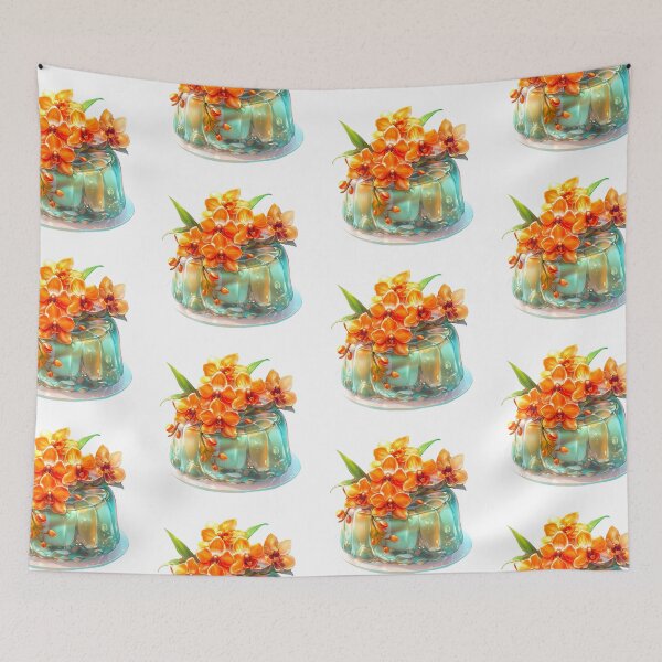 Item preview, Floral Jelly Dessert with Orange Orchids in Glossy Style designed and sold by Anastasiia Yurevych.
