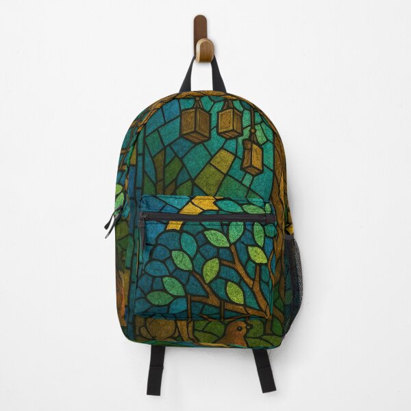 Item preview, Colorful Stained Glass Tree of Wisdom with Cute Animals – Fantasy Forest Art designed and sold by HAFIZ-DP.