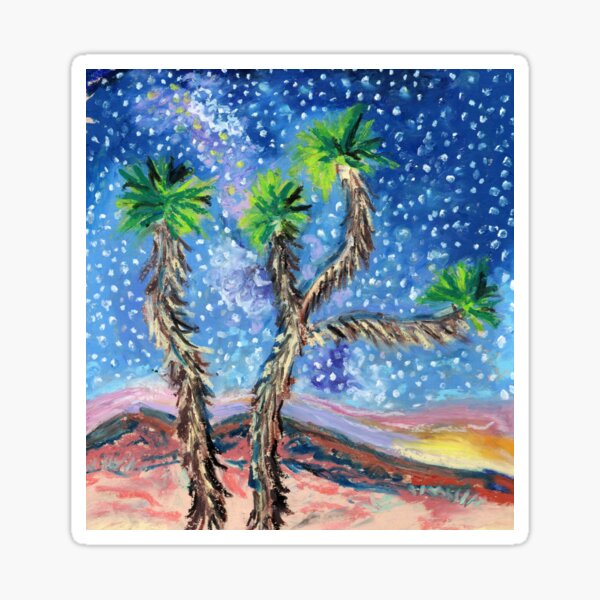 Item preview, Joshua Tree California Oil Pastel Painting designed and sold by SomeChicksArt.