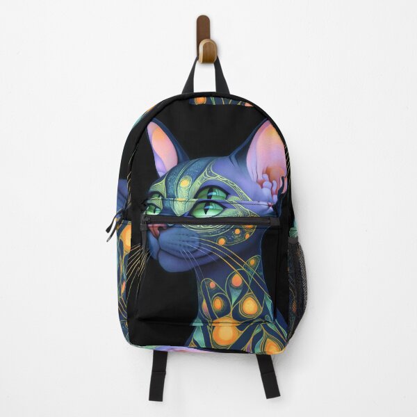 Item preview, Portrait Animal Psychedelic Devon Rex Cat Glows with Abstract Cosmic Patterns designed and sold by korinekiljoe.