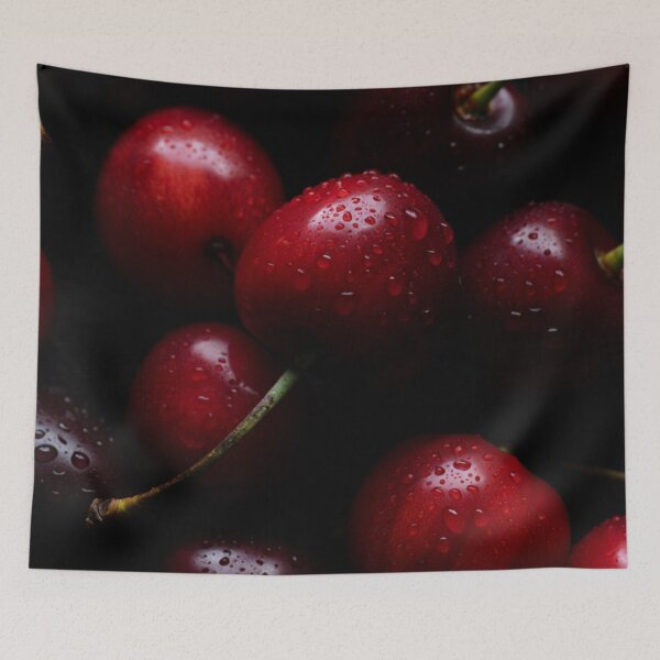 Item preview, Dark Moody Cherries Macro Close-up – Dramatic and Ultra-realistic designed and sold by ArtiQreate.
