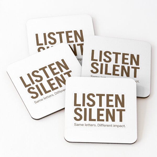 Item preview, LISTEN / SILENT – Same letters. Different impact. | Earth Tone Minimalist Sticker designed and sold by NO PLAN B 'Club.
