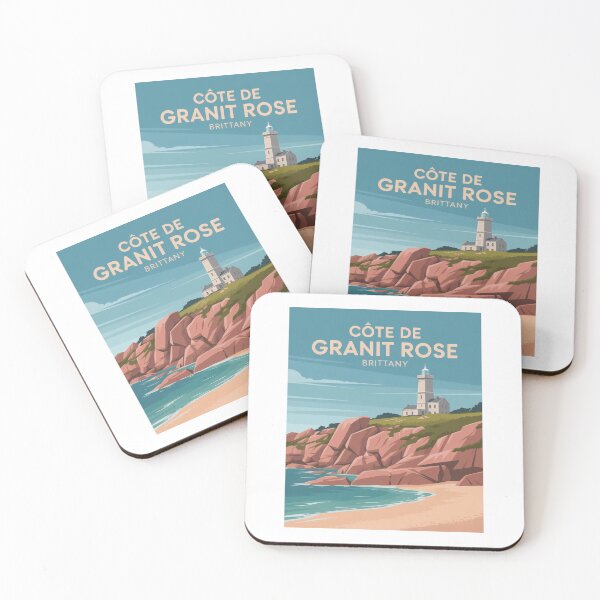 Artikelvorschau, Côte de Granit Rose Bretagne – Retro Vintage Leuchtturm & Rosa Felsküste entworfen und verkauft von pod24.