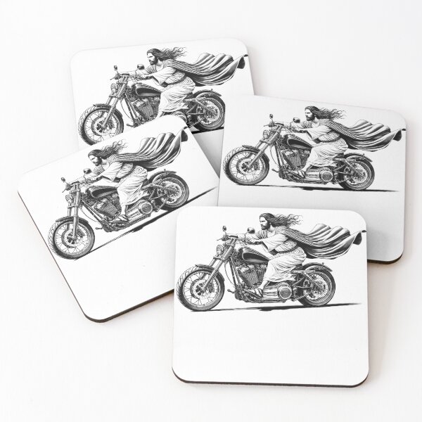Item preview, Jesus Riding a Motorcycle Biker Christian Faith designed and sold by Kimberley King Art  King Art.