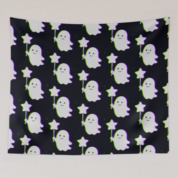 Item preview, Magical Glitch Ghost with Wand – Retro Cute Spooky Style designed and sold by Taans-Creation.