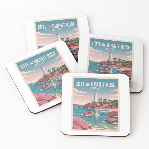 Artikelvorschau, Retro Vintage Bretagne-Poster Reiseplakat – Côte de Granit Rose mit Leuchtturm & Rosa Felsen entworfen und verkauft von pod24.