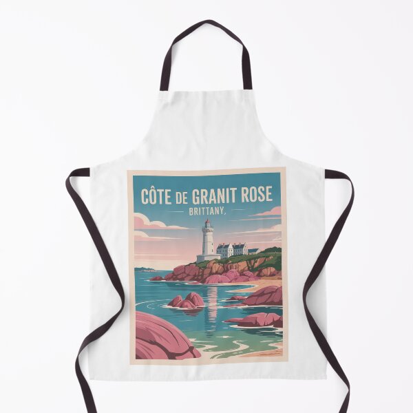 Artikelvorschau, Retro Vintage Bretagne-Poster Reiseplakat – Côte de Granit Rose mit Leuchtturm & Rosa Felsen entworfen und verkauft von pod24.
