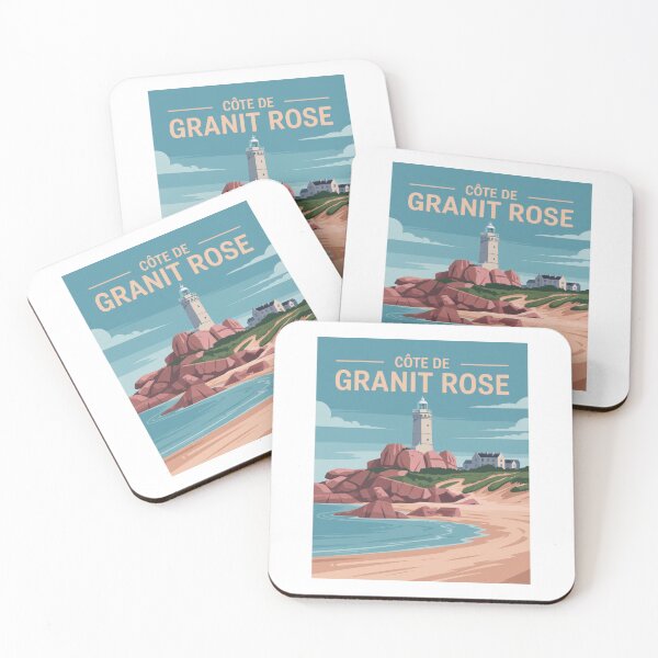 Artikelvorschau, Retro Vintage Côte de Granit Rose – Bretagne-Poster mit Leuchtturm & Rosa Küste entworfen und verkauft von pod24.