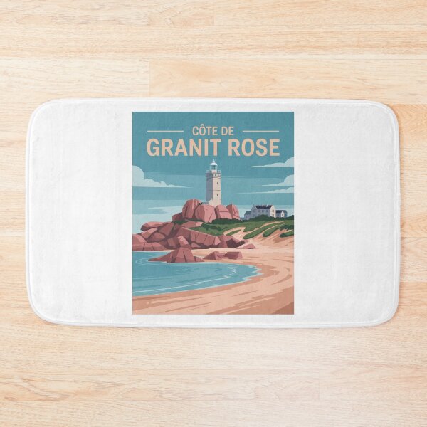 Artikelvorschau, Retro Vintage Côte de Granit Rose – Bretagne-Poster mit Leuchtturm & Rosa Küste entworfen und verkauft von pod24.