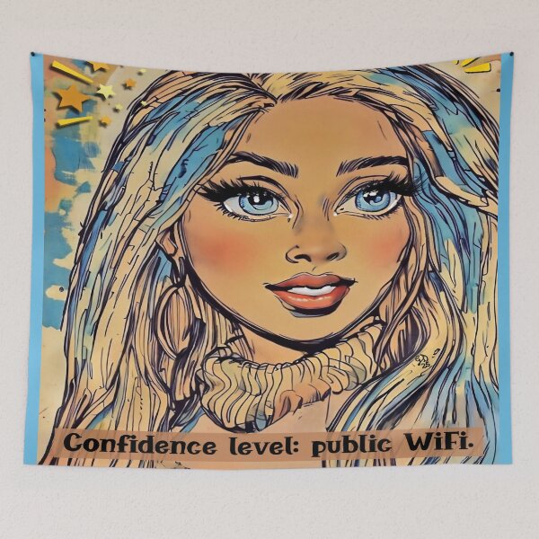 Item preview, Confidence Level Public WiFi – Funny Retro Portrait designed and sold by gleefulme.