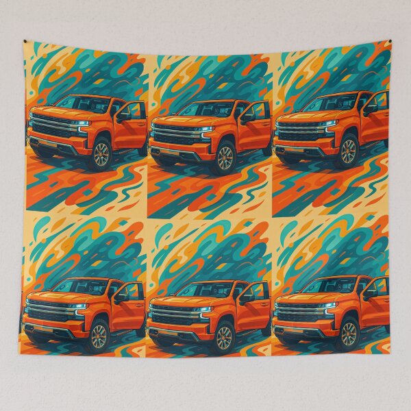 Item preview, Bold Pickup Truck Displayed In Vibrant Abstract Colorful Background designed and sold by RevUpDesign.