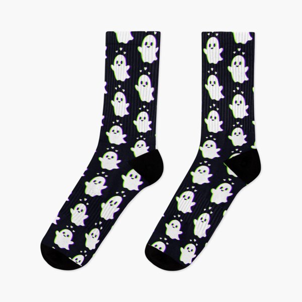 Item preview, Cute Glitch Ghost with Hearts – Kawaii Vaporwave Halloween Spirit designed and sold by Taans-Creation.
