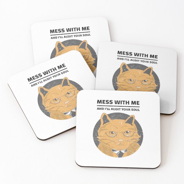 Item preview, Mess With Me And I’ll Audit Your Soul Angry Cat in Suit with Glasses designed and sold by The Sun Brings Light.