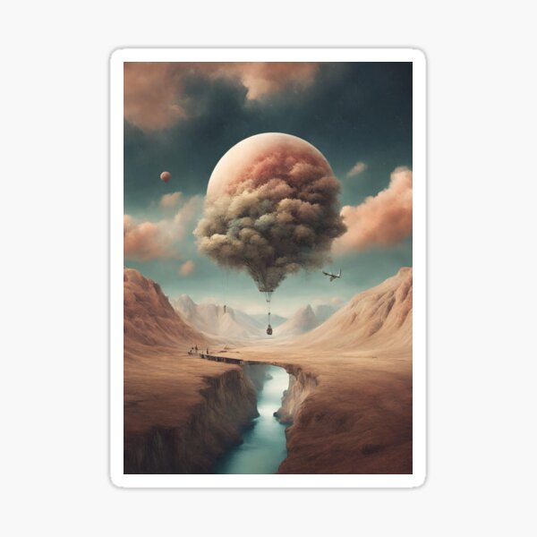 Item preview, Surreal Treetop Balloon Flight: Fantasy Landscape Art  designed and sold by echowood26.