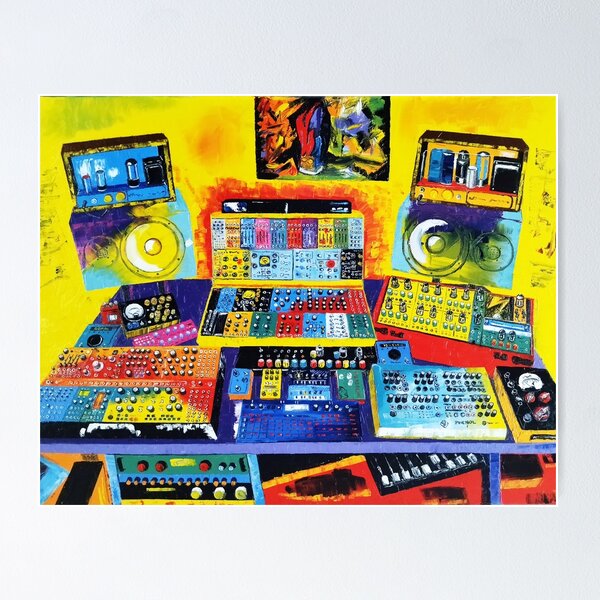 Item preview, Yellow Synthesizer Studio – Abstract Synthwave Art by Nicola Dudich designed and sold by NicolaDudich.