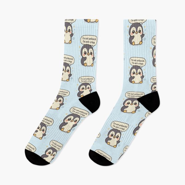 Item preview, Cute Anti-Cringe Penguin Saying – Kawaii Cartoon Quote Design designed and sold by Inspired by CarMa.