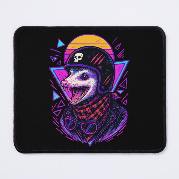 Item preview, Biker Opossum Skull Helmet Retro Vaporwave designed and sold by TomFrontierArt.