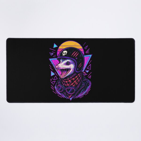 Item preview, Biker Opossum Skull Helmet Retro Vaporwave designed and sold by TomFrontierArt.