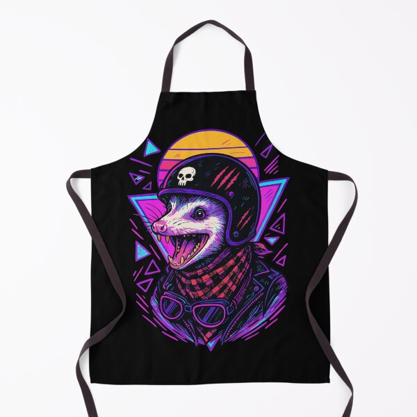Item preview, Biker Opossum Skull Helmet Retro Vaporwave designed and sold by TomFrontierArt.