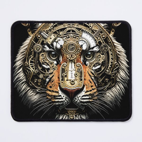 Item preview, Clockwork Tiger: Steampunk Beast Art designed and sold by ShadowAndSlate.