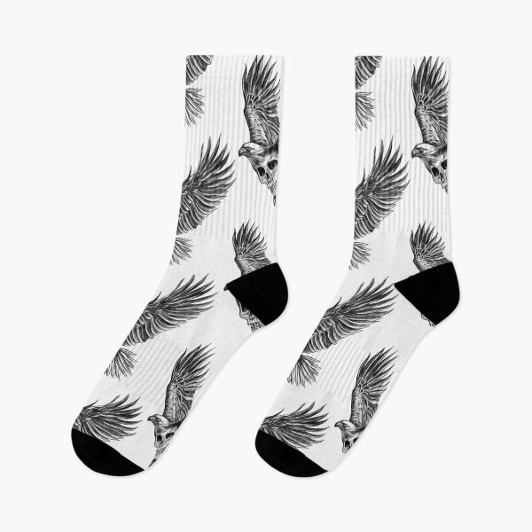 Item preview, Black and white Flying Eagle Skull Illustration design designed and sold by Scarlet Swan.