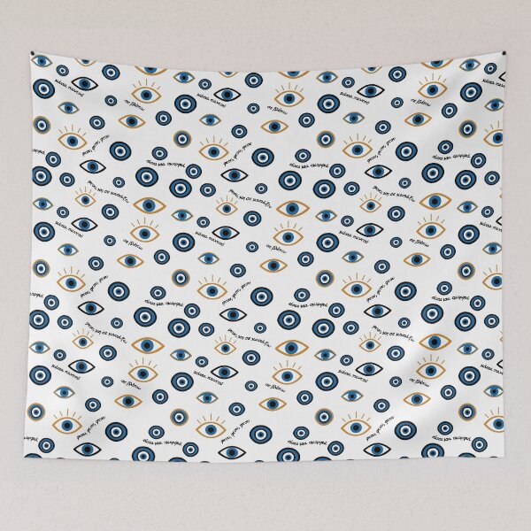 Artikelvorschau, Griechisches Muster des bösen Blicks – „Ftou Ftou“-Amulett-Design entworfen und verkauft von Happy Puppy Print On Demand.