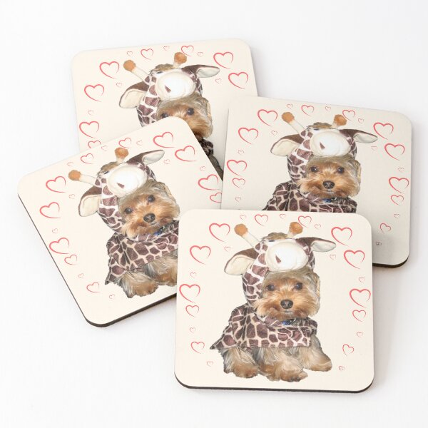 Item preview, Cute Little Yorkie in a Giraffe Costume  With Red Hearts | Adorable Yorkshire Terrier Dog designed and sold by Yorkie  Love.