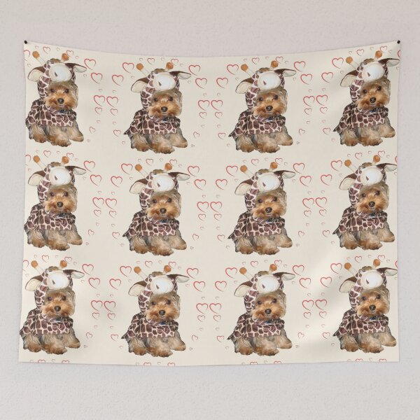 Item preview, Cute Little Yorkie in a Giraffe Costume  With Red Hearts | Adorable Yorkshire Terrier Dog designed and sold by Yorkie  Love.