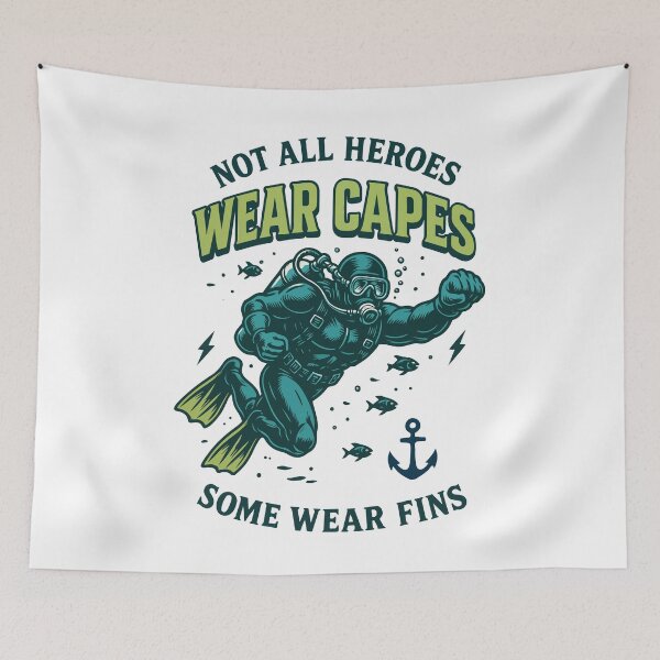 Item preview, Not All Heroes Wear Capes Fins Diver Meer designed and sold by LuminOrb.