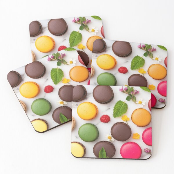 Item preview, Colorful macarons spread on a table designed and sold by anytka.