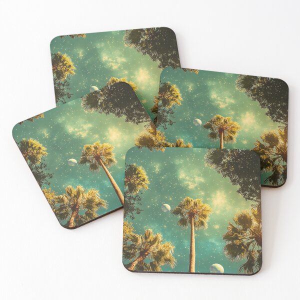 Item preview, Palm trees with full moon at sunset photo - Landscape photography designed and sold by TheArtistOf2022.
