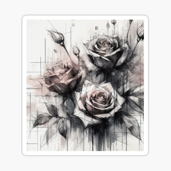 Sketchy Rose Bouquet Sticker